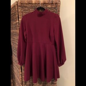 High Neck Skater Dress (wine)